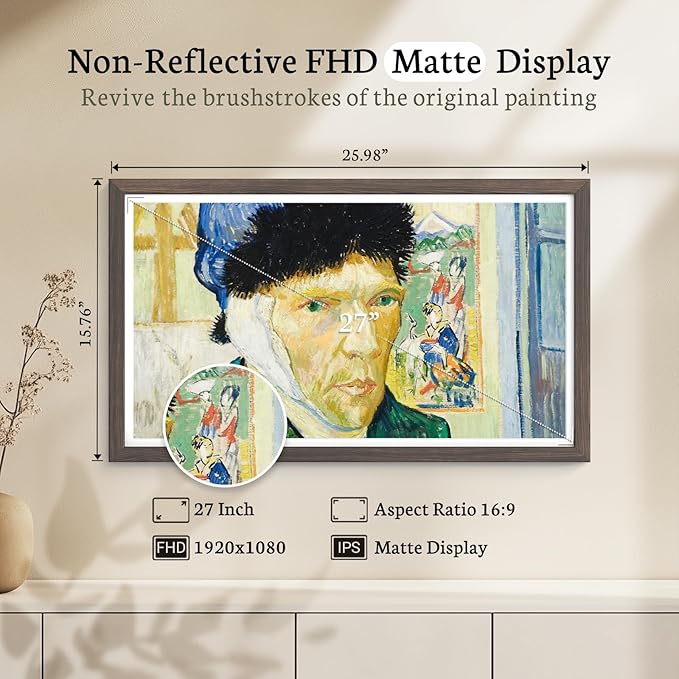 BSIMB Large Digital Picture Frame 27 Inch, 1920x1080 FHD WiFi Digital Photo Frame Electronic 32GB, Wall Mount Included, Share Pictures/Videos via App Easy Setup Gifts for Mom(Non-Touch), Dark Wood