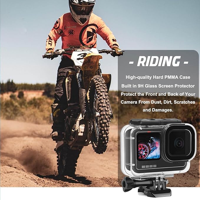 BO&DQQ Compatible for Go Pro Hero 13 12 11 10 9 Black Waterproof Housing Case 60M/196FT Protective Underwater Diving Case Shell with Cameras Handle Mount Accessories Kit