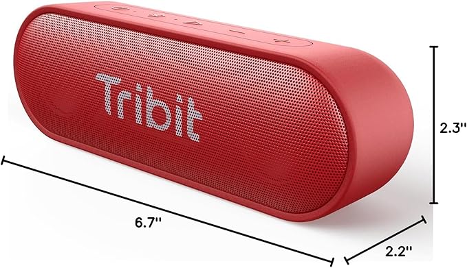 Tribit Bluetooth Speaker XSound Go, 16W Loud Sound & Deeper Bass, 24H Playtime, IPX7 Waterproof, Bluetooth 5.3 TWS Pairing Portable Wireless Speaker for Home, Outdoor (Red)