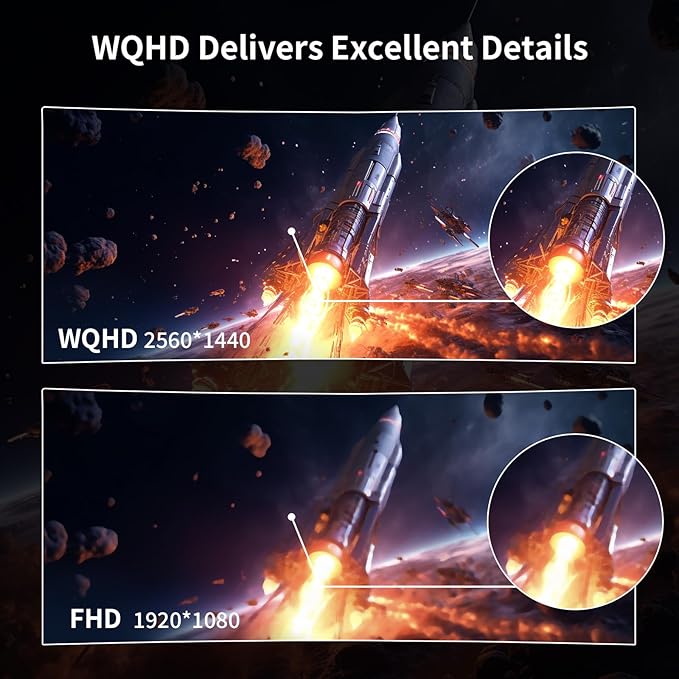 SANSUI 32-Inch Curved Gaming Monitor WQHD 2560 x 1440 180Hz Curved 1500R -Fast VA,1ms(OD), HDR, 300nits, sRGB 125%, DCI-P3 95%, FreeSync, HDMI x2, DP1.4x2(DP Cable Included)