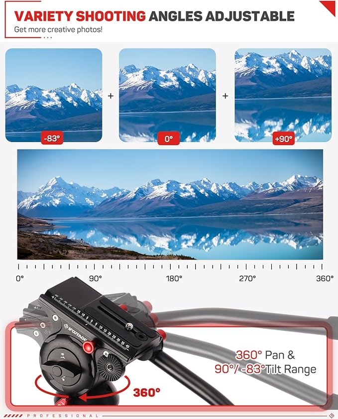 IFOOTAGE 71" Carbon Fiber Monopod Kit with Fluid Head, Portable Travel Camera Monopod with Feet, Max Load 17.64 lbs, Compatible with Sony, Canon, Nikon DSLR Cameras, Cobra 3 C180F & Komodo K5