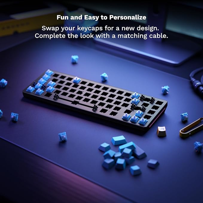 Glorious Gaming GMMK 2 Compact 65% Barebones (Frame Only) - Mechanical Gaming Keyboard Frame, Compact TKL Size (65%), Aluminium, Customisable, Per Key RGB, American QWERTY Layout - Black