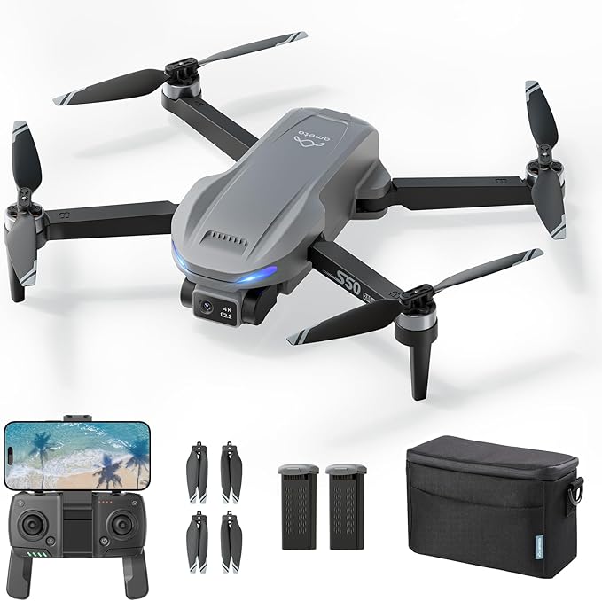 Ameta Drone with Camera 4K Professional with GPS, S50 Lite FPV Drone for Kids and Adults with Auto Return/ 50-Min Flight Time/Follow Me/Intelligent Mode/Gesture Control/ 1640 ft Range, Under 249g