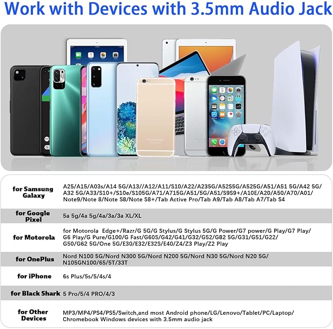 Wired Over Ear Earbuds with Microphone Ear Hook,3.5mm Sport Headphones 1.8M Long Wrap Around Ear Buds Wired for Chromebook Laptop iPad Plug in Headset for Kindle Fire Samsung A15 A14 Mp3 Player School