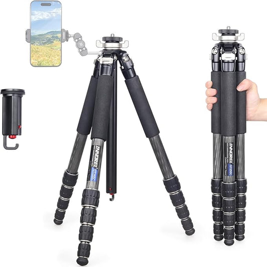 Carbon Fiber Travel Tripod-INNOREL GT255C 64.6in 5 Section Professional Compact Portable Camera Tripod Stand for Travel Outdoor Digital DSLR with Special-Shaped Center Column Max Load 33lb/15kg