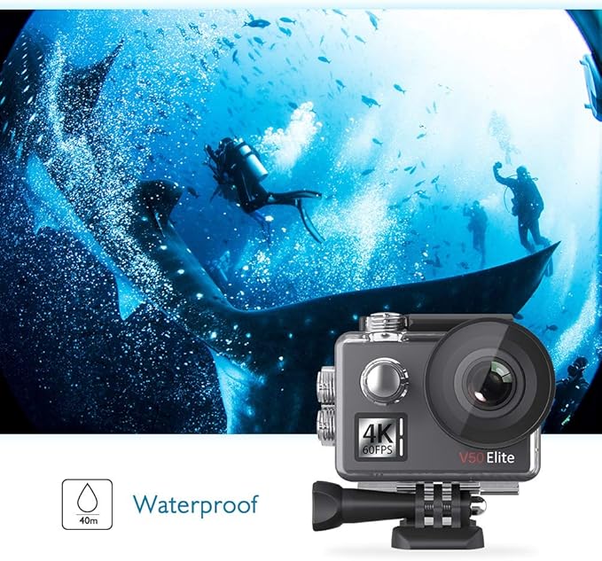 AKASO V50 Elite 4K60fps Touch Screen WiFi Action Camera Voice Control EIS 131 feet Waterproof Camera 8X Zoom Remote Control (with 64GB MicroSD Card)