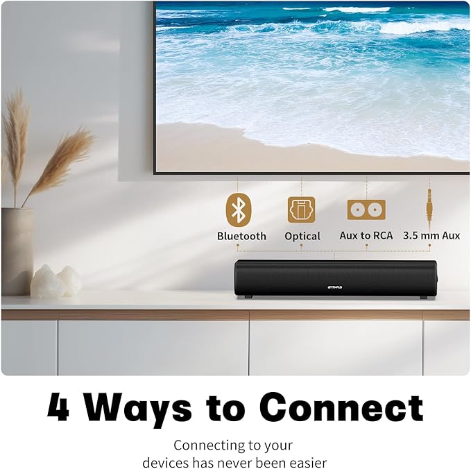 Sound Bar for Smart TV, 16'/60W Soundbar with Impactful Bass, Dynamic Light and Remote Control, Wall Mountable TV Speakers with Bluetooth/Optical/3.5MM AUX for Gaming/PC/Projector