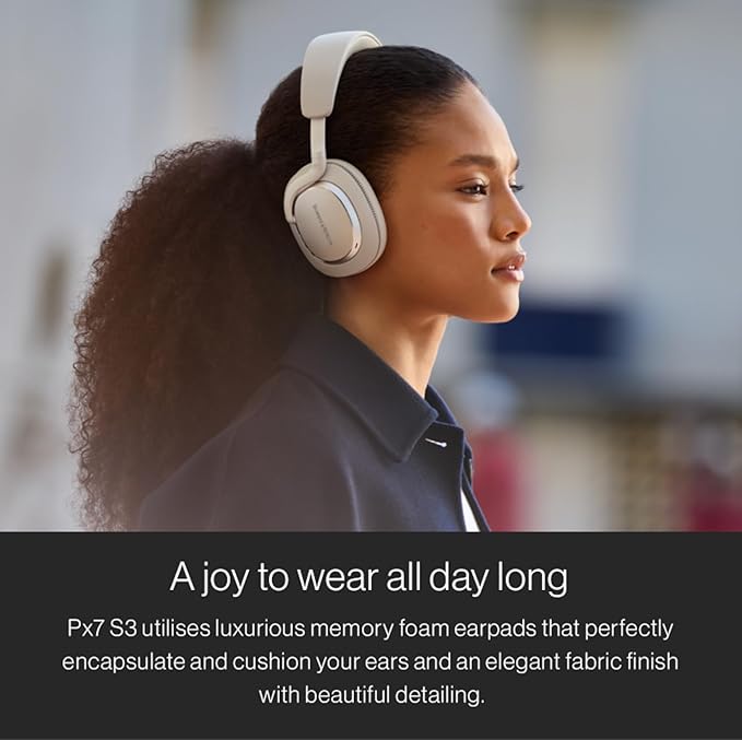 Bowers & Wilkins Px7 S3 Over-Ear Headphones, High-Resolution Sound, Comfortable Fit, Bluetooth, Active Noise Cancelling & Transparency Mode, 30-Hour Playtime, Quick Charge Support, Anthracite Black