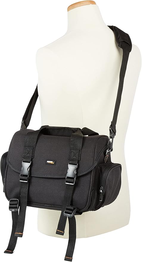 Amazon Basics Large DSLR Gadget Bag, Black with Orange Interior, Solid
