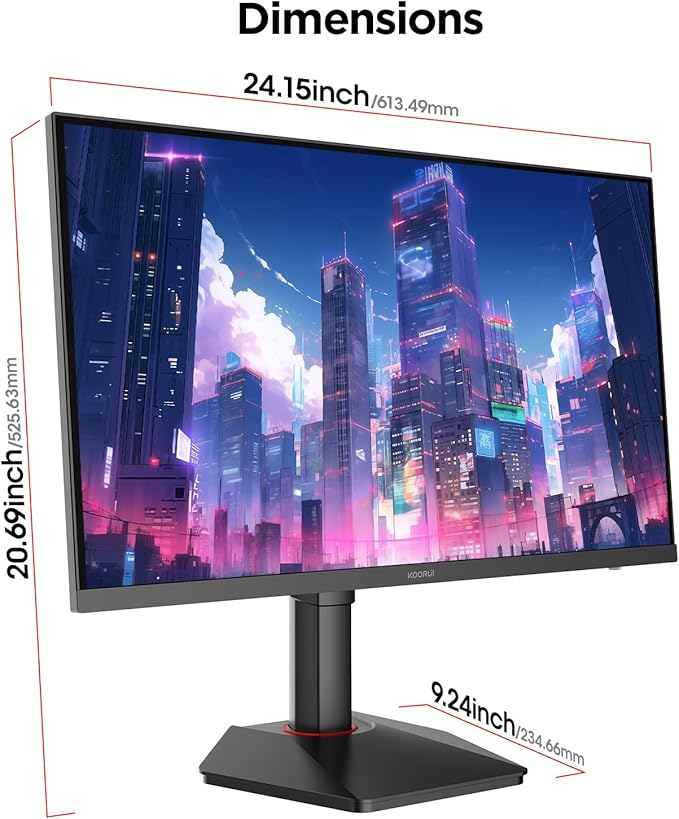 KOORUI 27 Inch QHD Gaming Monitor, 200Hz Monitor, 1ms, Fast IPS, HDR400, 95% DCI-P3 Color Gamut, Height/Pivot/Tilt Adjustability, Adaptive Sync Technology, HDMI & DP Ports, 2K Display, Black G2722P