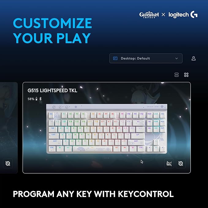 Logitech G515 Wireless Gaming Keyboard TKL, Low Profile, Kamisato Ayaka Special Edition, LIGHTSYNC RGB, Thin Tenkeyless Design, Double-Shot PBT Keycaps, Tactile Brown Mechanical Switches