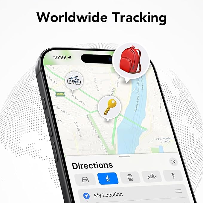 Air Tracker Tags-4 Pack, Bluetooth Tracker Works with Apple Find My APP (iOS Only), Bluetooth Air Tracker Tags Finder and Item Locator for Keys, Bags, Luggage, Pets, Wallet, Replaceable Battery