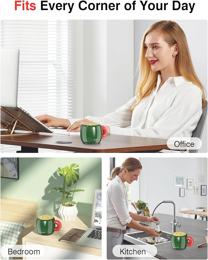 EWA Bluetooth Speaker, Mini Portable Bluetooth Speaker with Creative Cup-Shaped Design, IP67 Waterproof, Loud & Clear Sound, Ideal Gift for Desk, Travel & Holidays, A163 (Green)