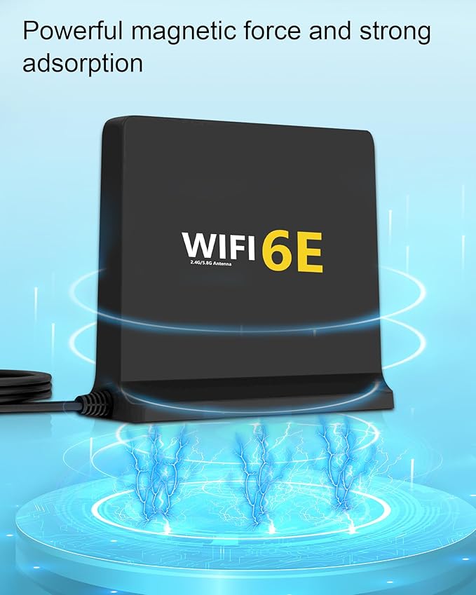 12dBi Tri-Band WiFi Antenna with TS9 Connector - Enhanced 2.4GHz, 5GHz, and 5.8GHz Signal Boosting - Includes 6FT Extension Cable & Magnetic Base - Compatible with Nighthawk M6