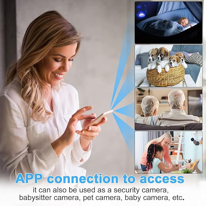 Wi-Fi Camera 1080P HD Smart Home Cameras Mini Cameras Cam with Motion Sensor Night Vision App Control Cellphone Control No Battery No Need Wi-Fi