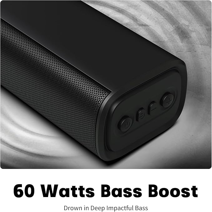 Sound Bar for Smart TV, 16'/60W Soundbar with Impactful Bass, Dynamic Light and Remote Control, Wall Mountable TV Speakers with Bluetooth/Optical/3.5MM AUX for Gaming/PC/Projector