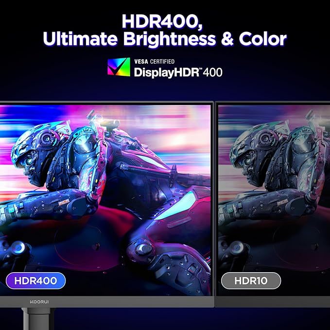 KOORUI 27 Inch Gaming Monitor, 3840 * 2160p Monitor, Dual Mode(UHD 160Hz / FHD 320Hz), IPS Panel, 95% DCI-P3, HDR400, Eye-Care, Height/Pivot/Tilt Adjustability, VESA Mountable，HDMI/DP, G2741L