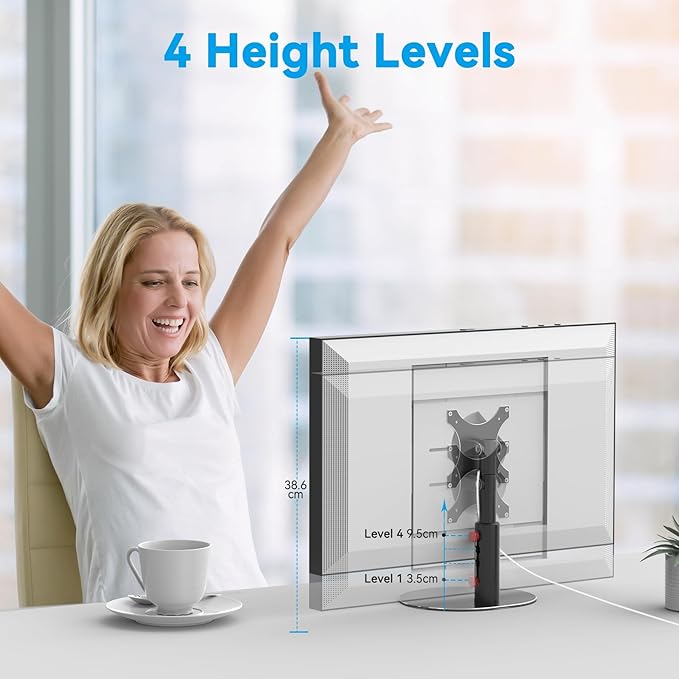 Almoz Sturdy Stand Compatible with Echo Show 21, Show 15 (All Generations) with Adjustable Tilt, 4 Height Levels, Flexible Viewing and Solid Support for Show 15 2nd Gen (Basic-Black)