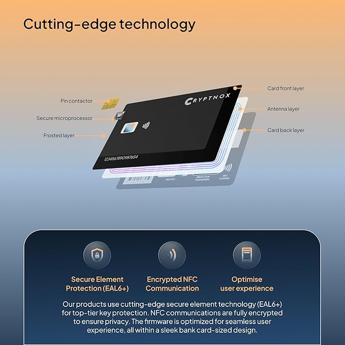 Ultra Secure Crypto Hardware Wallet – Pack OF 2 |Crypto Wallet Cold Storage for Bitcoin, Ethereum, Nfts & More | Biometric Pairing, Encrypted NFC Tap-To-Sign | Bonus FIDO2 Security Key Functionality