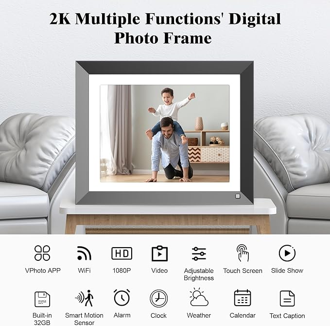 Digital Picture Frame 11" WiFi Photo Frame - 2K IPS Touch Screen, 32GB 2176 * 1600 Smart Picture Frame, Motion Sensor, Share Photos and Videos Via App or Email, Free Cloud Storage, Gifts for Mom Dad