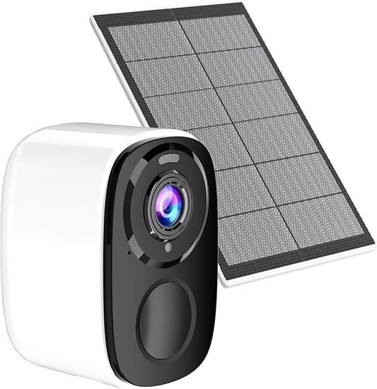 Rraycom 5MP Solar Security Cameras Wireless Outdoor with Solar Panel, 2K QHD WiFi Wireless Camera for Home Security with Color Night Vision, Motion Detection, 2-Way Talk, Compatible with Alexa