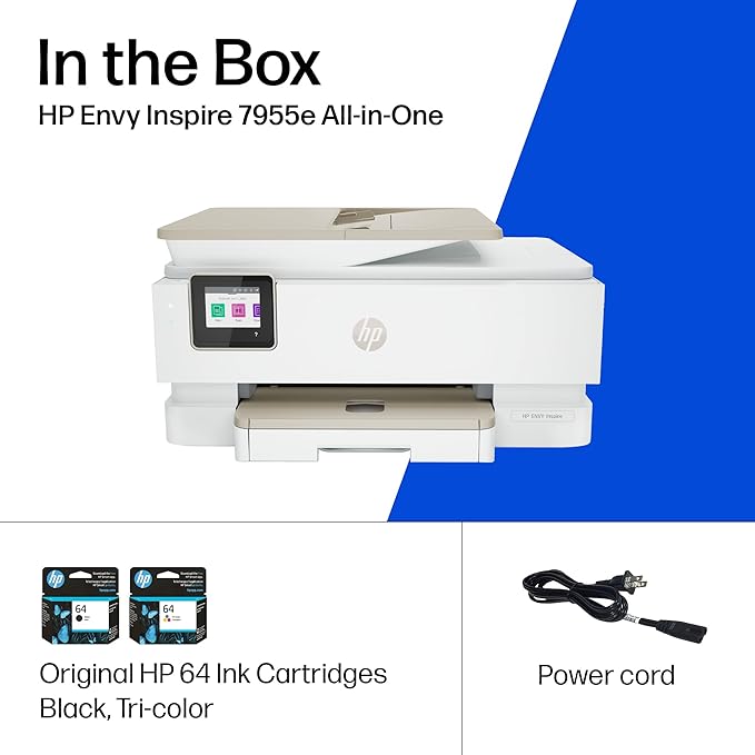 HP Envy Inspire 7955e Wireless Color Inkjet Printer, Print, scan, copy, Easy setup, Mobile printing, Best-for-home, 3 month Instant Ink trial included, AI-enabled (1W2Y8A)