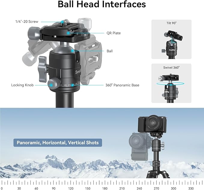SmallRig VT-20 Aluminum Mini Tripod, 20" Desktop Tripod with 360° Ball Head, Compact Desktop Tripods for DSLR Camera Video Camcorder, Load up to 13lb/6kg-4289