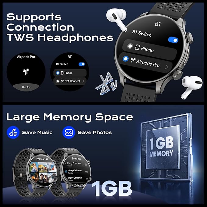 GPS Smart Watches for Men (Answer/Make Call), 1.60" AMOLED Display Smartwatch, 170+ Sports Modes Fitness Tracker Watch with Compass Pedometer, 5ATM Waterproof Mens Smart Watch for Android iPhone