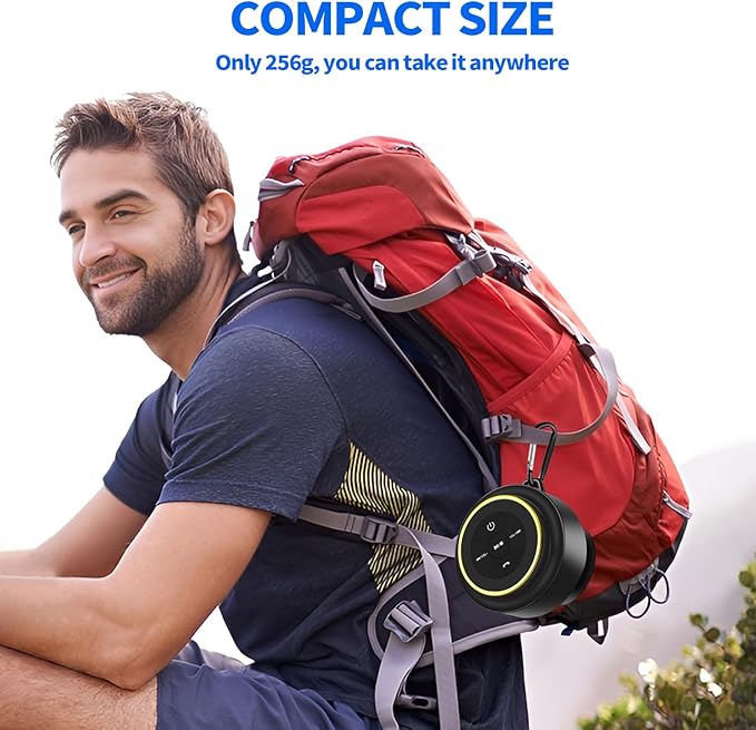 Shower Speaker Bluetooth Waterproof, Portable Mini Bluetooth Shower Speakers Waterproof with Suction Up and Clip, IPX7 Waterproof Floating Bathroom Speaker for Pool Beach Kayak, Beach Gifts（Gold