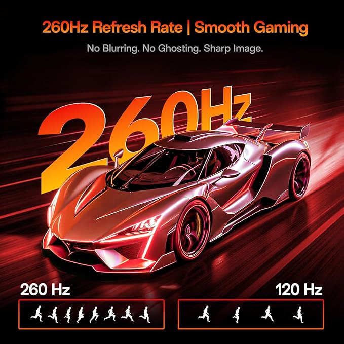 KOORUI 27 inch Gaming Monitor QHD (2560x1440),1440P,260Hz Refresh Rate,IPS Panel, 3-Sided Frameless,Adaptive Sync, VESA, Support DP & HDMI