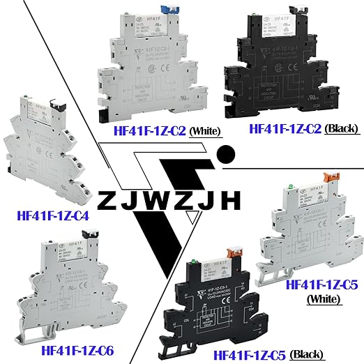 10Pcs 5 Volt Relay Miniature Power Relay 5V DC 6Amp SPDT with LED Indicator Socket Base 41F-1Z-C2 with Jumper Separator Socket Base DIN Rail UL Certification