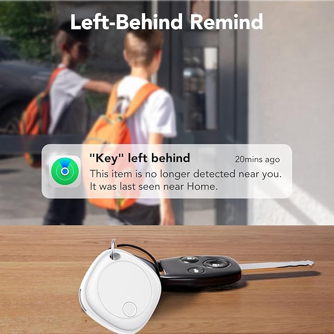 Air Tracker Tags-4 Pack, Bluetooth Tracker Works with Apple Find My APP (iOS Only), Bluetooth Air Tracker Tags Finder and Item Locator for Keys, Bags, Luggage, Pets, Wallet, Replaceable Battery