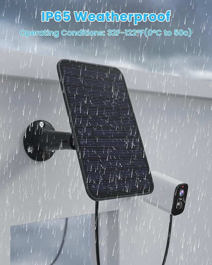 5W Solar Panel Charger Compatible with Blink Outdoor/Outdoor(3rd Gen)/XT XT2 Camera, Solar Panel for Blink Camera, 13.1ft Charging Cable & Rubber Plug, IP65 Weatherproof with Secure Wall Mount, 2 Pack