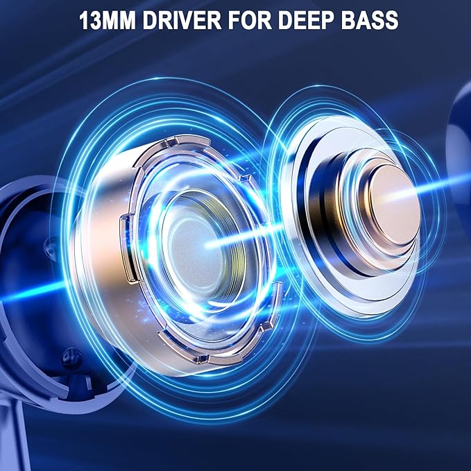 Wireless Earbuds, Bluetooth 5.4 Headphones LED Power Display Ear Buds Bass Stereo, Bluetooth Earbuds in-Ear Noise Cancelling Mic, 40H Playback Mini Case IP7 Waterproof Sports Earphones for Android iOS