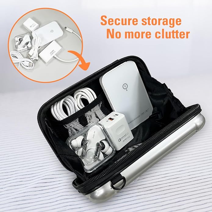 [APAL] Electronic Gadget Organizer, Anti-shock EVA Protection Carry Bag/Pouch for Power Bank, Cable, Hard DriveB. Personal Cosmetics, Toiletry Travel, Trendy Cross-body Bag.