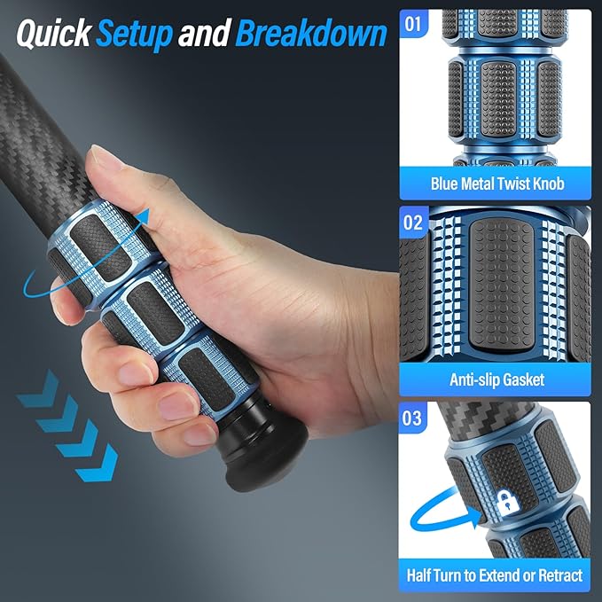 SIRUI AM-324 Professional Camera Tripod with AM-40 Low Gravity Ball Head, 60.4” Carbon Fiber Heavy Duty Tripod for Mirrorless Camera, DSLR, 4 Sections, 32mm Max Tube, Max Load 39.8lb/18kg