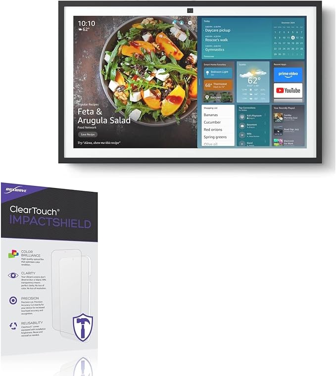 BoxWave Screen Protector Compatible with Amazon Echo Show 21 - ClearTouch ImpactShield (2-Pack), Impenetrable Screen Protector Flexible Film