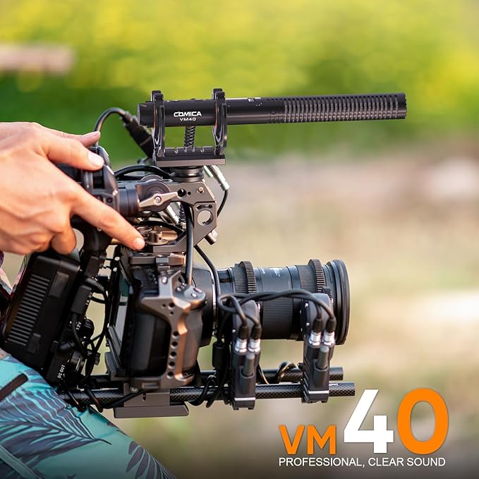 COMICA VM40 Combo Dual-Channel Wireless Shotgun Microphone, Professional Super Cardioid Video Mic, 32GB Storage, Safety Mode, Audio APP, Wireless Camera Mic for Filmmaking, Vlog, YouTube