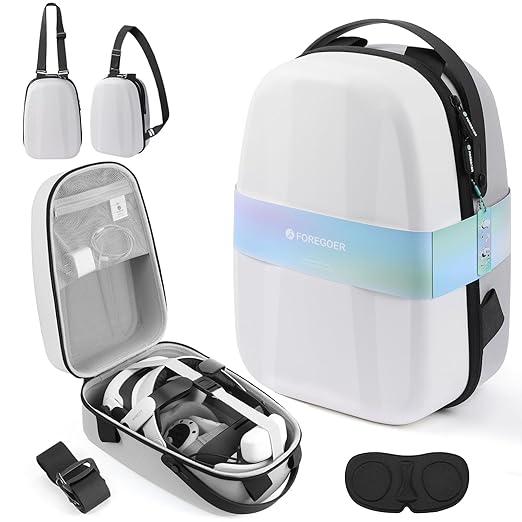 FOREGOER Hard Carrying Case for Meta Quest 3/3S/Oculus Quest 2, Large Space Compatible with BOBOVR S3 Pro/M3 Pro/Kiwi Design Battery Head Strap and All Accessories, Ideal for Travel and Home Storage