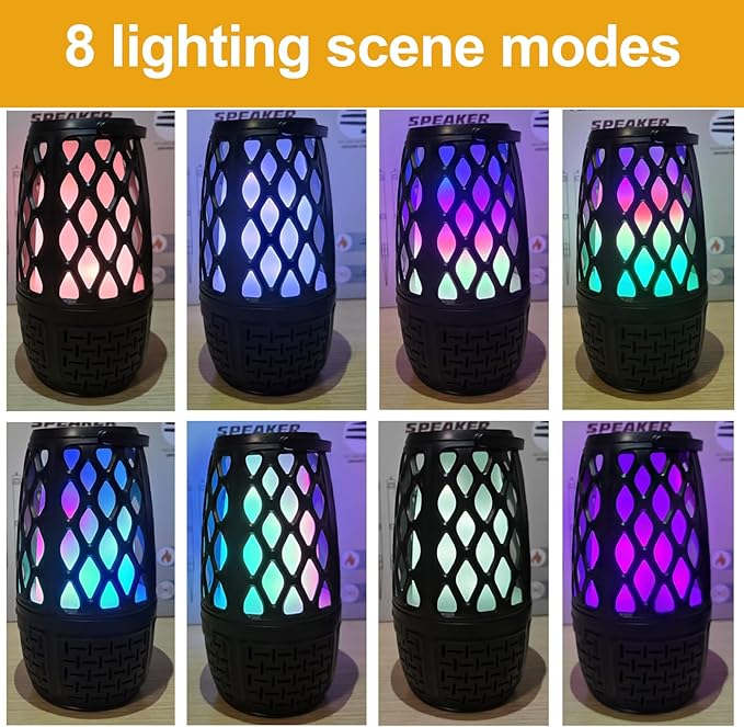 Outdoor Speakers, Colorful LED Flame Speaker, Outdoor Bluetooth Speakers Waterproof Wireless, Bluetooth 5.3, Stereo Sound, Portable Wireless Speaker with Stake, Hook for Patio/Yard/Porch(2 Pack)