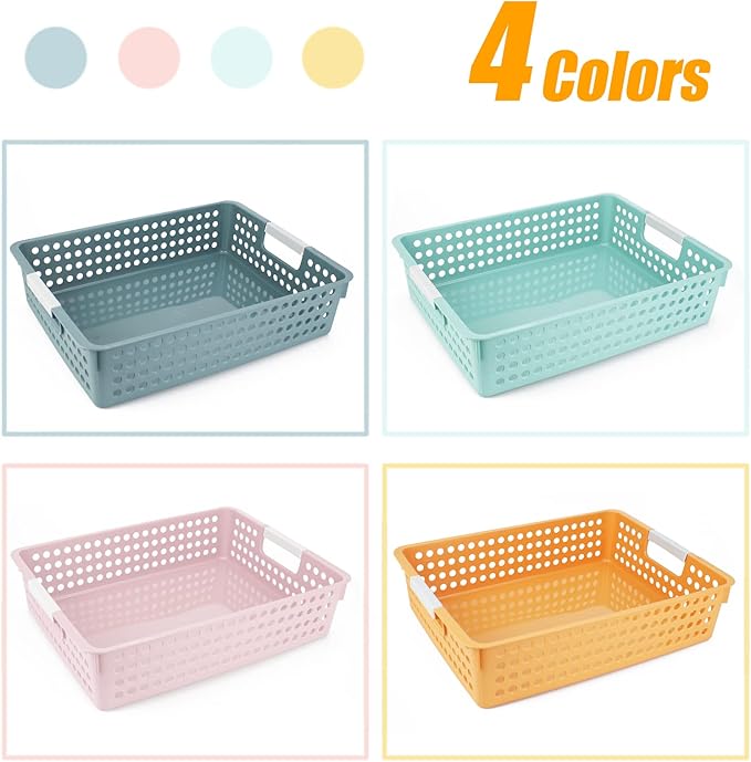 Turn in Trays Classroom, 4Pcs Paper Trays for Classroom, Book Baskets for Library, Drawers, Office, Home