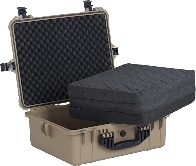 MEIJIA Portable All Weather Waterproof Protective Hard Case,Compact Camera Case with Customizable Fit Foam,Fit Use of Drones,Camera,Equipments, 20.62 x16.85x8.11inches(Desert Tan)