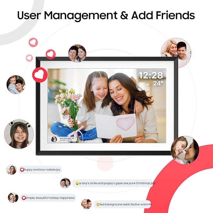 ApoloSign Digital Picture Frame 10.1 inch, Frameo Digital Photo Frame, WiFi Electronic Frame with 32GB Storage, 1280x800 HD IPS Touch Screen, Auto-Rotate, Slideshow, Share Photos/Videos Instantly