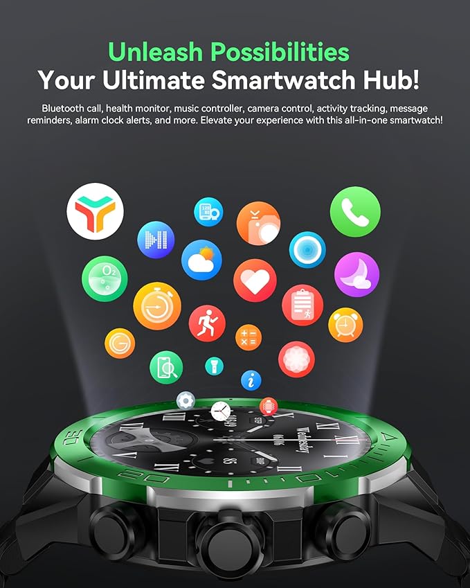 SOUYIE Men's Luxury Smart Watch - 1.43" AMOLED Display Smartwatch with HD Bluetooth Calling, 400mAh 30-Day Battery, 100+ Sports Modes, Health Monitor with Metal/Silicone Straps for Android iPhone