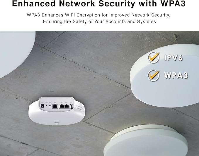 BROWAN WiFi 6 Access Point AX6600 WAP Mesh Tri-Band MU-MIMO 8 Spatial Streams 3500 Square Feet Coverage 300 Devices 2.4 GHz 5GHz PoE Powered Indoor Ceiling Mount for Home Gaming Office Prism MI10