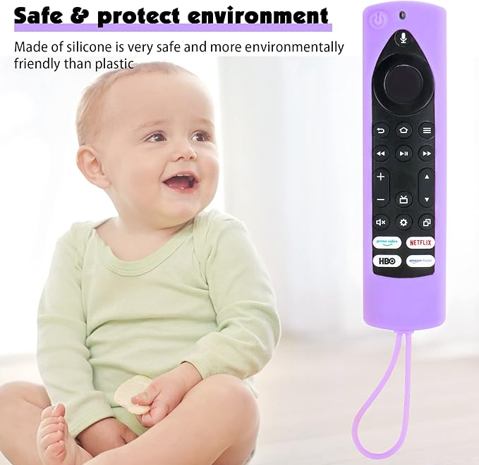 [2-Pack] Climberer Glow in The Dark Covers for Fire 4K Max (2nd Ed.) | FireStick TV | FireCube | Compatible with(Insignia, Toshiba, Pioneer, Omni) Remote - with Lanyard（Luminous red + Purple）