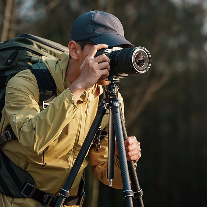 TreeRoot 61" Carbon Fiber Small Travel Tripod Kit C141K-301, 4-Section Round Tube Legs, Quick Lock Tripod with Ballhead-T00A4903