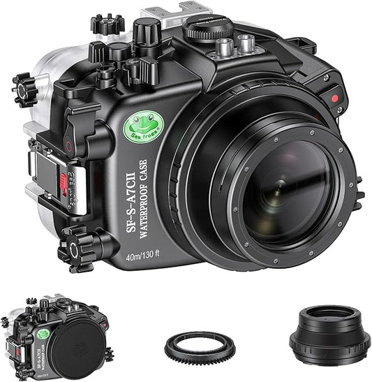 Sea frogs Underwater Camera Case Compatible with Sony A7C-II for E 10-18mm F4 OSS IPX8 40m/130ft Maximum Diving Depth Waterproof Camera Housing for Diving, Surfing, Rowing, Skiing A7C-2 A7C II