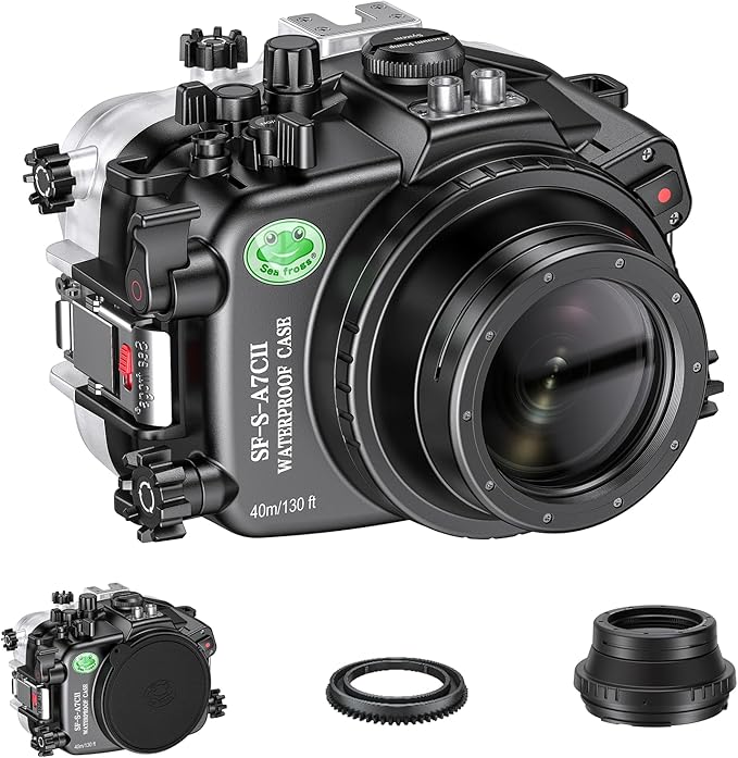Sea Frogs Underwater Camera Case Compatible with Sony A7C-II for FE 28-60mm F4-5.6 IPX8 40m/130ft Maximum Diving Depth A7C-2 Waterproof Camera Housing for Diving, Surfing, Rowing