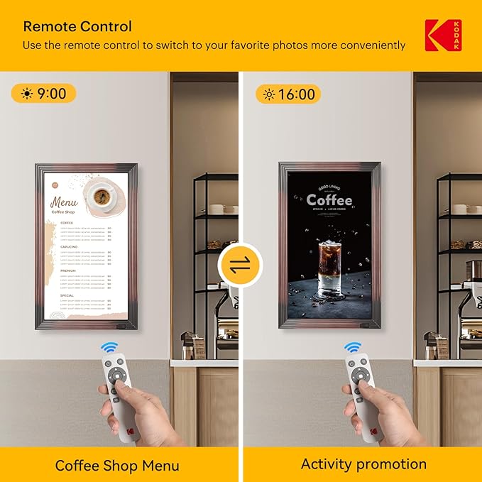 KODAK 21.5" Smart Digital Picture Frame with 32GB+2GB RAM - Auto-Rotating 1920 * 1080 FHD IPS Screen, Remote Control, WiFi/SD Card/App Connectivity for Home, Office & Cafe